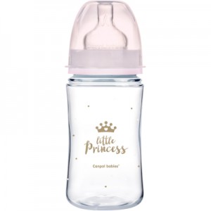 Огляд Пляшечка для годування Canpol babies Royal Baby з широким отвором 240 мл Рожева (35/234_pin): характеристики, відгуки, ціни.