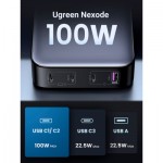 Огляд Зарядний пристрій Ugreen 4xUSB 100W (3xType-C+USB A QC3) GAN Charger Nexode Series Black CD328 (90928): характеристики, відгуки, ціни.