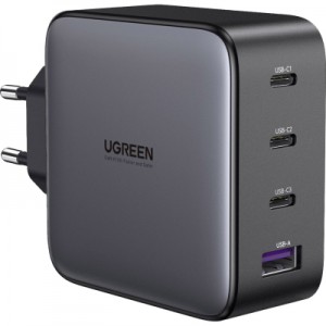 Огляд Зарядний пристрій Ugreen 4xUSB 100W GAN (USB-A+3*USB-C) Tech Fast Charger CD226 Grey (90575): характеристики, відгуки, ціни.