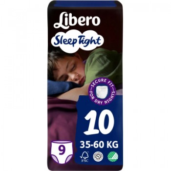 Підгузки Libero Sleep Tight Розмір 10 (35-60 кг) 9 шт (7322541180816)