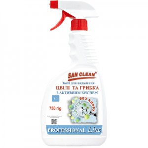 Огляд Спрей для чищення ванн San Clean Prof Line для видалення цвілі та грибка 750 г (4820003544891): характеристики, відгуки, ціни.