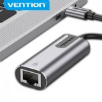 Огляд Перехідник USB3.1 Type-C to Ethernet RJ45 1000Mb Aluminum black Vention (CFNHB): характеристики, відгуки, ціни.