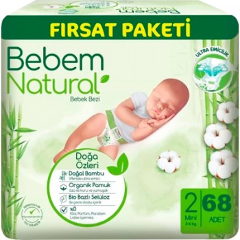 Підгузки Bebem Natural 2 mini 3-6 кг 68 шт (8690536831944)