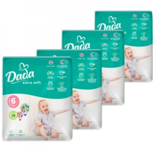 Підгузки Dada Extra Soft Extra Розмір 6 Large (16+ кг) 4 упаковки по 38 шт (152 шт) (4820174989576)